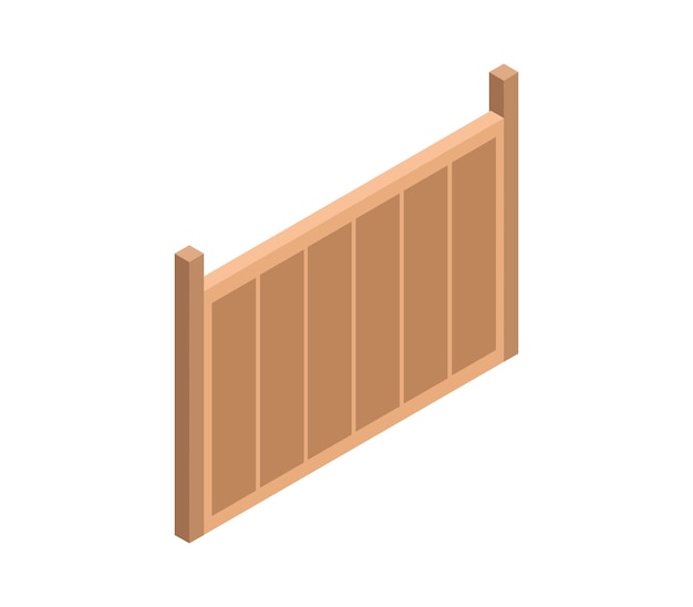 Wood fence isometric