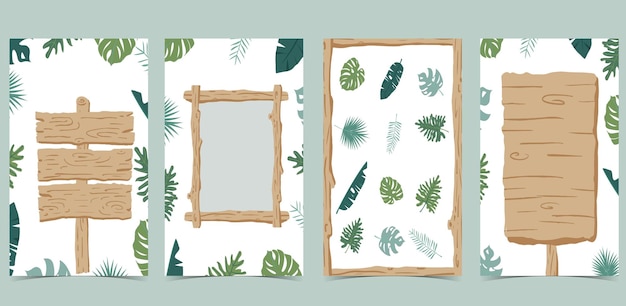 Wood frame collection of safari backgroundEditable vector illustration for birthday invitationpostcard