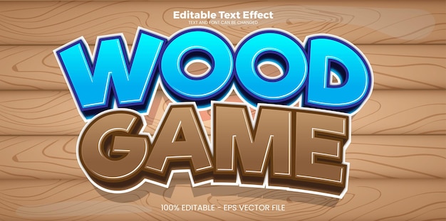 Wood Game bewerkbaar teksteffect in moderne trendstijl