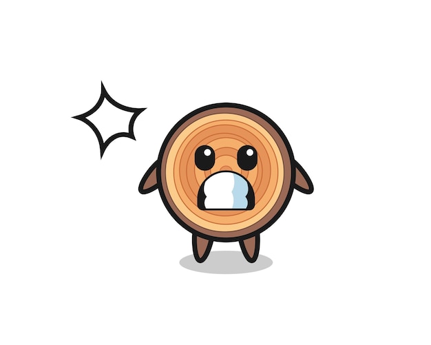 Wood grain character cartoon with shocked gesture