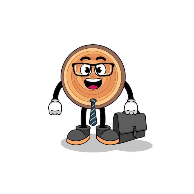 Vector wood grain mascot as a businessman