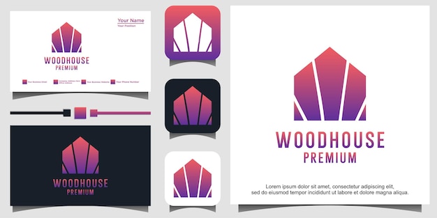 wood house logo template