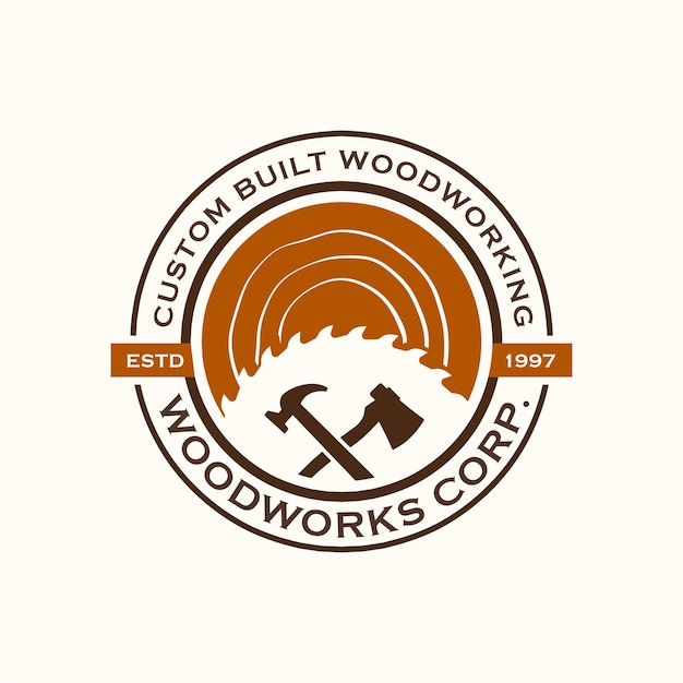 Vector wood industries company logo vintage style