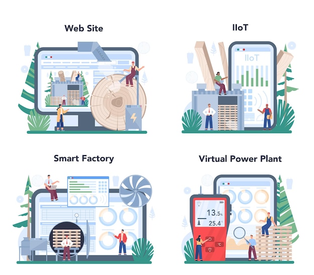 목재 산업 온라인 서비스 또는 플랫폼 세트