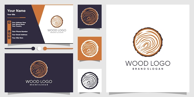 Vettore design del logo in legno con il concetto di elemento creativo vettore premium