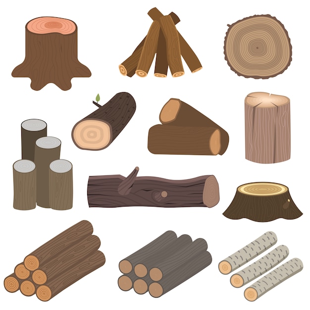 Vector wood materials logs