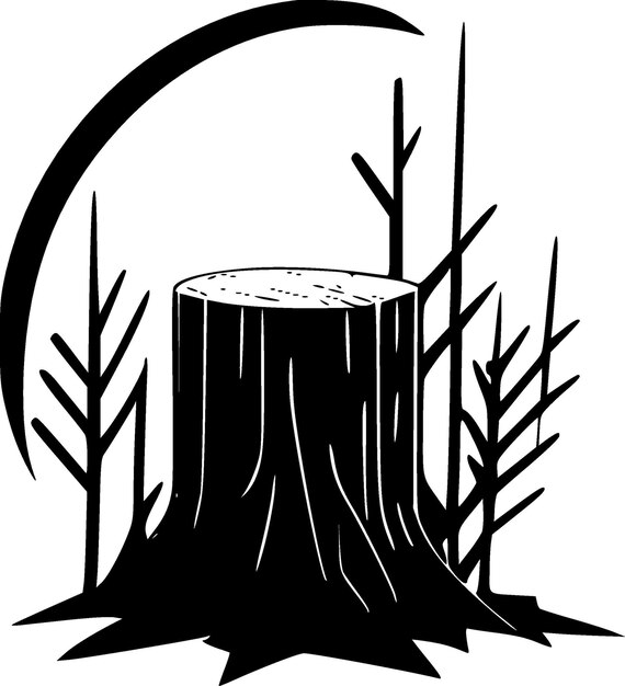 ベクトル 木のミニマリストとフラットのロゴのベクトル図