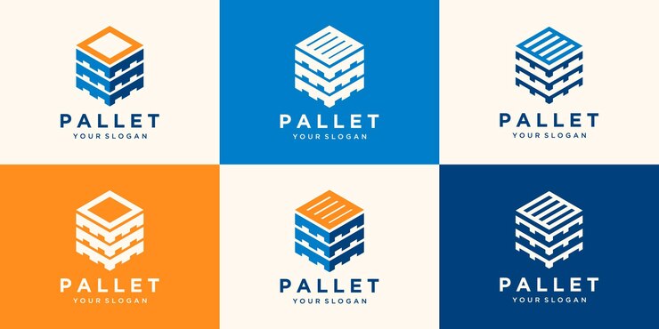 Wood pallets with hexagon log design templates. Modern logo template.