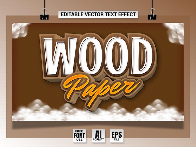 Wood paper text effect modern banner template