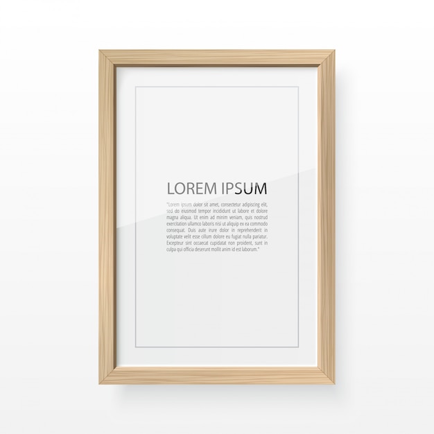 Vector wood photo frame for image and text