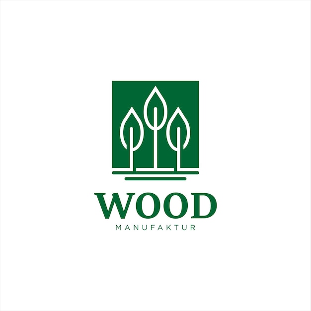 wood processing logo simple square frame