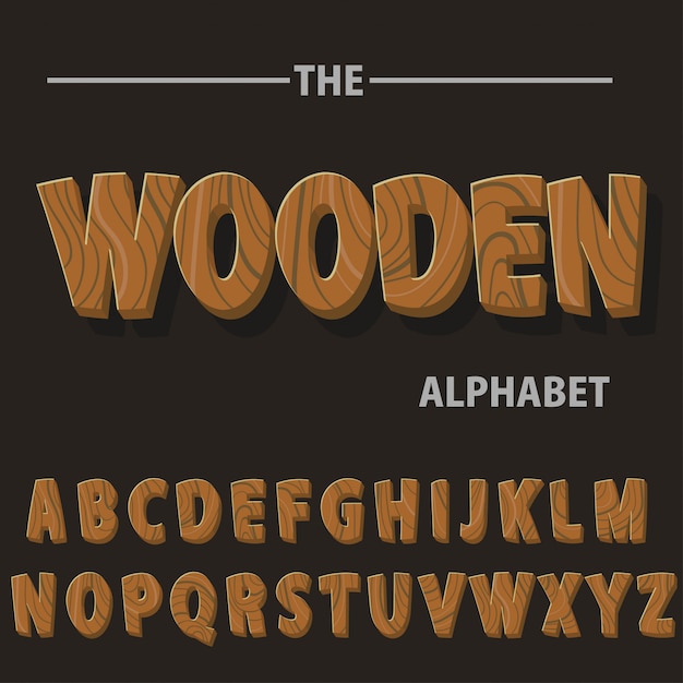 Wood retro font letters for text messages