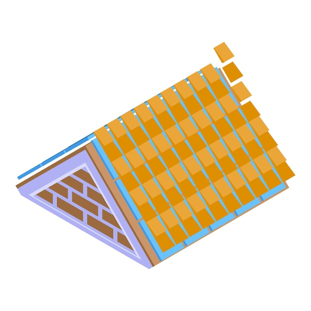 Vettore vettore isometrico dell'icona del tetto in legno costruzione di una casa struttura di lavoro
