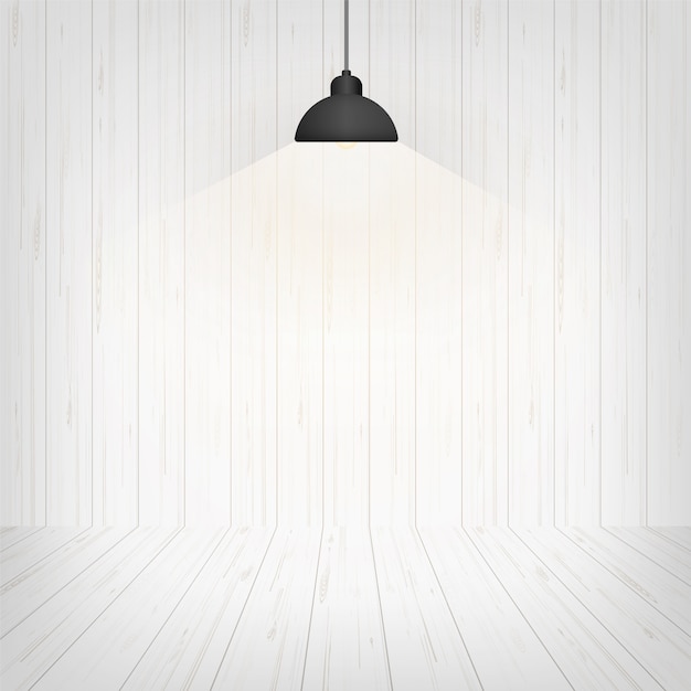 Vector wood room space background and lamp.