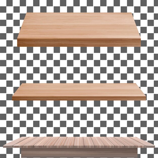Vector wood sheets realistic png set perspective view