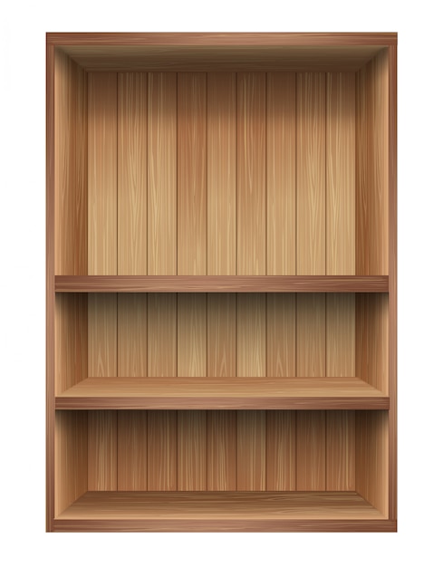 Vector wood shelf, design component.