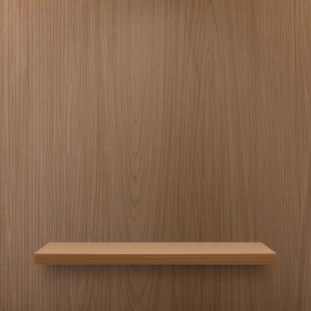 Векторный макет деревянной полки Деревянная текстура с полкой Реалистичный деревянный фон для отображения продукта