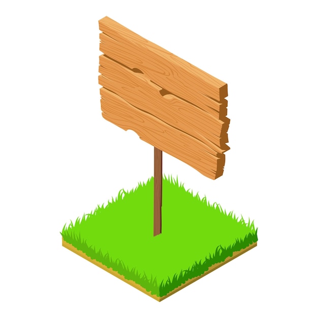 Vector wood sign icon isometric illustration of wood sign vector icon for web