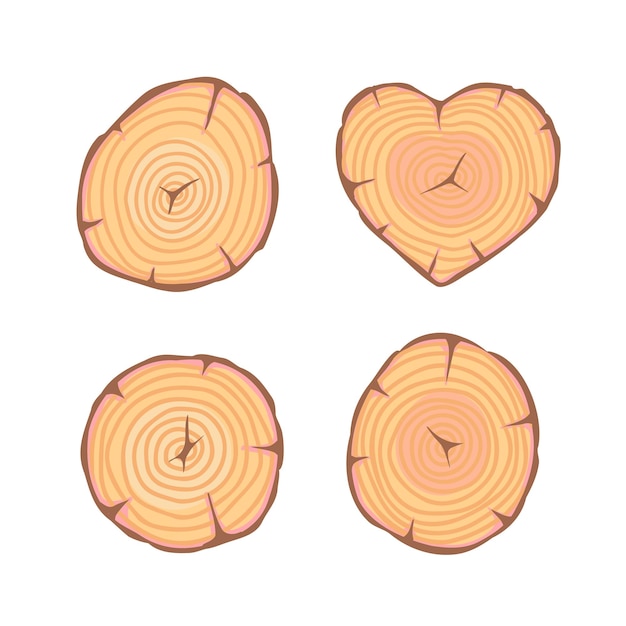 Ломтики древесины круглые обрезы бревен ручной рисунок иллюстрации