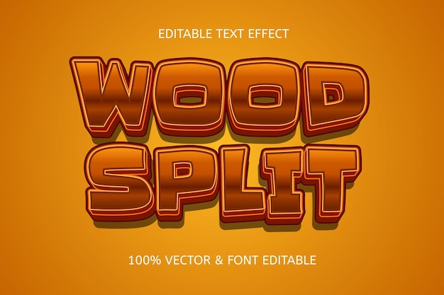 Wood split style 3 dimension editable text effect