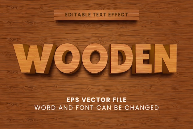 wood texture 3d vector text effect