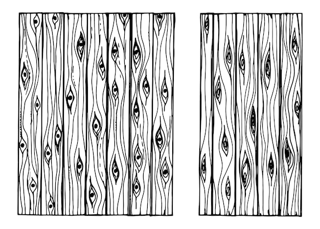 Vettore tavole di recinzione del disegno a mano isolate di struttura di legno