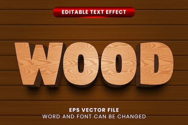 wood textured 3d editable text effect