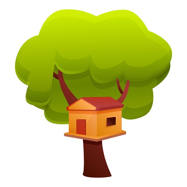 Vector wood tree house icon cartoon of wood tree house vector icon for web design isolated on white background