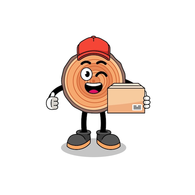 Wood trunk mascot cartoon as an courier