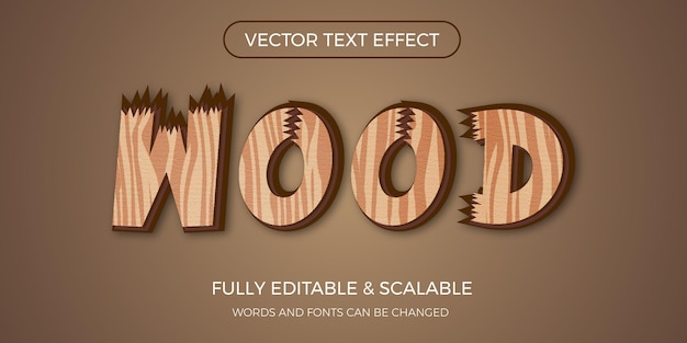 Vector wood vector editable text effect