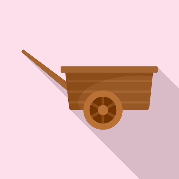 Wood wheelbarrow icon Flat illustration of wood wheelbarrow vector icon for web design