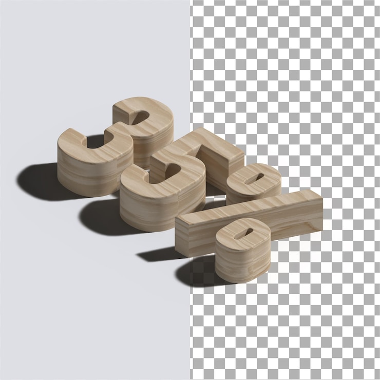 Vector wooden 35 percent icon for versatile business use