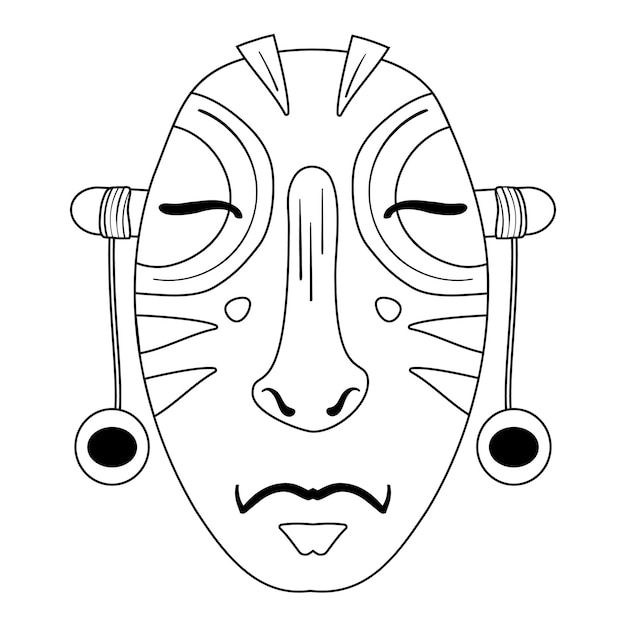 Wooden african mask with closed eyes