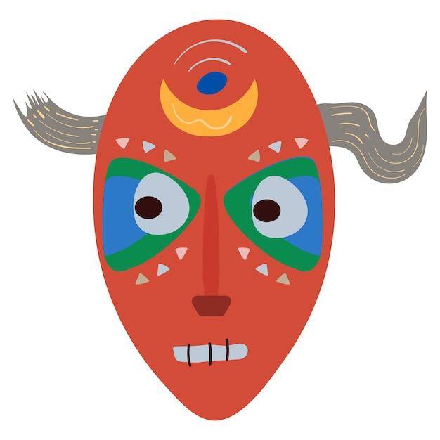 Wooden african mask with horns