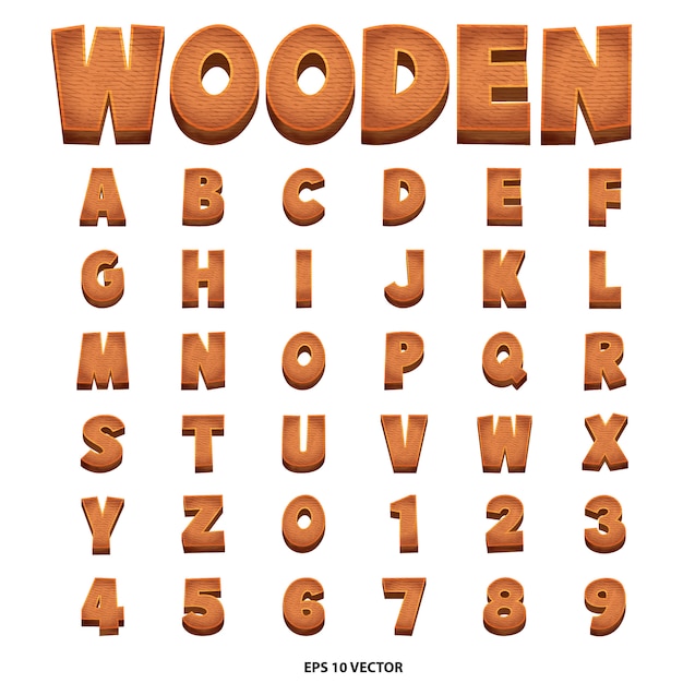 Vector wooden alphabet