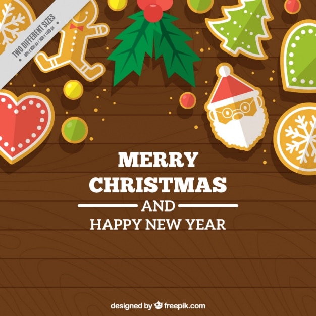 Wooden background with delicious christmas cookies