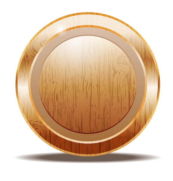 wooden balnk icon with shadow in white background