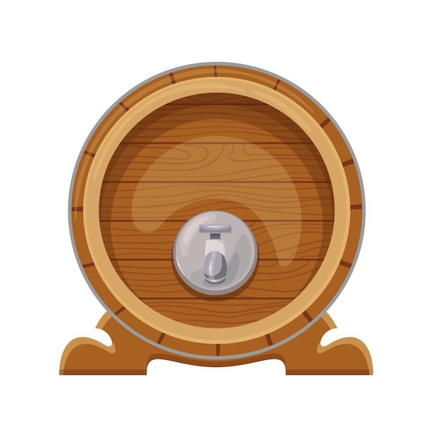 Деревянная бочка с алкоголем, традиционный напиток пивного фестиваля октоберфест. векторная иллюстрация.
