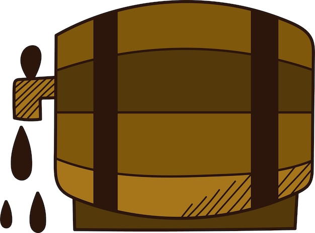 Vector wooden barrel with beer