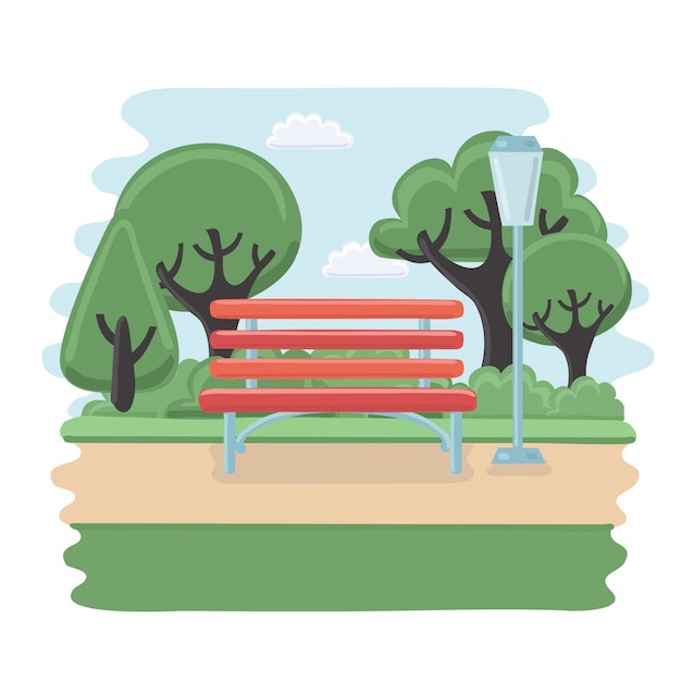 Vector wooden bench  illustration on white background