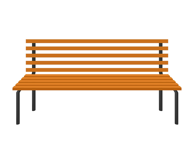 Wooden bench isolated on white background park brown vector bench in flat style