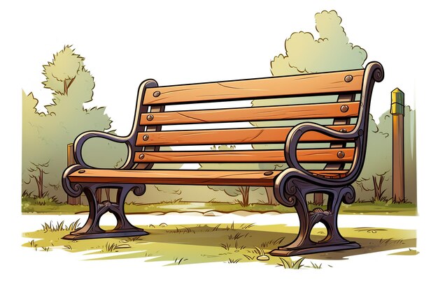 Vector wooden bench on white background 3d illustration