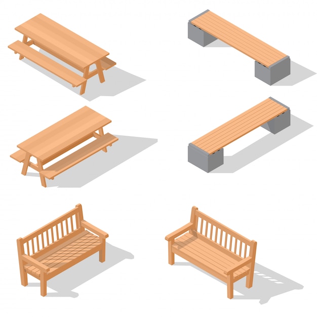 Wooden benches and a table