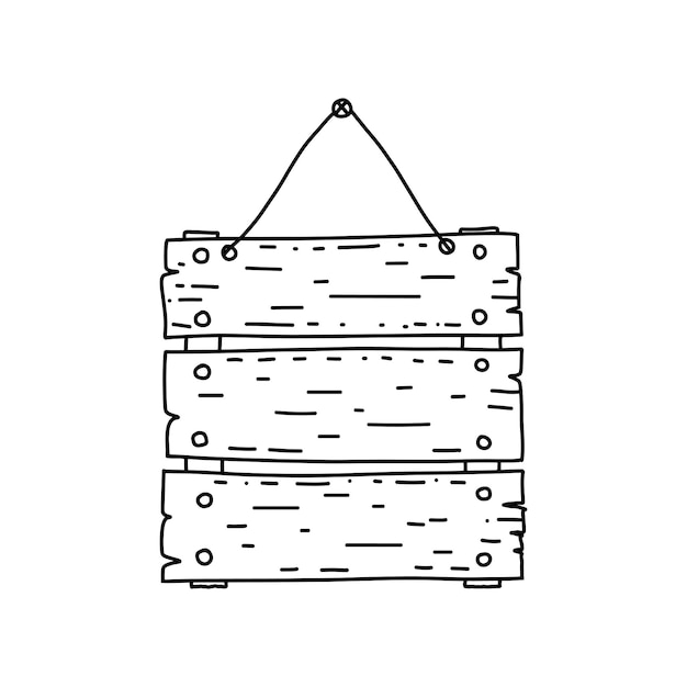 낙서 스타일의 나무 보드 귀여운 템플릿 벡터 일러스트 레이 션 흰색 배경에 고립