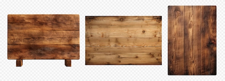 Wooden board vector set isolated on white