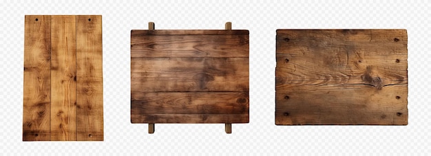 Wooden board vector set isolated on white