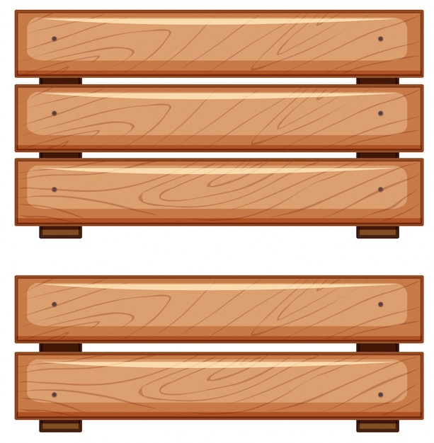 Vector wooden boards on white background