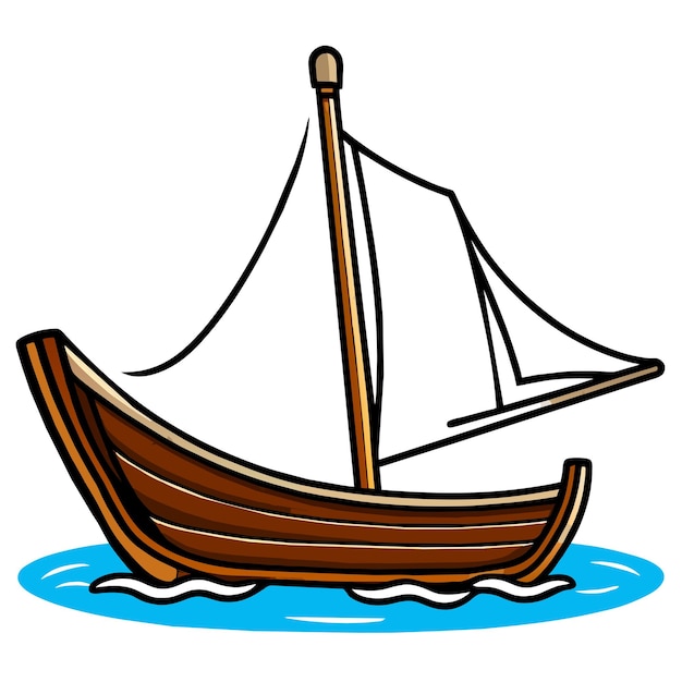 Vector wooden boat on the beach