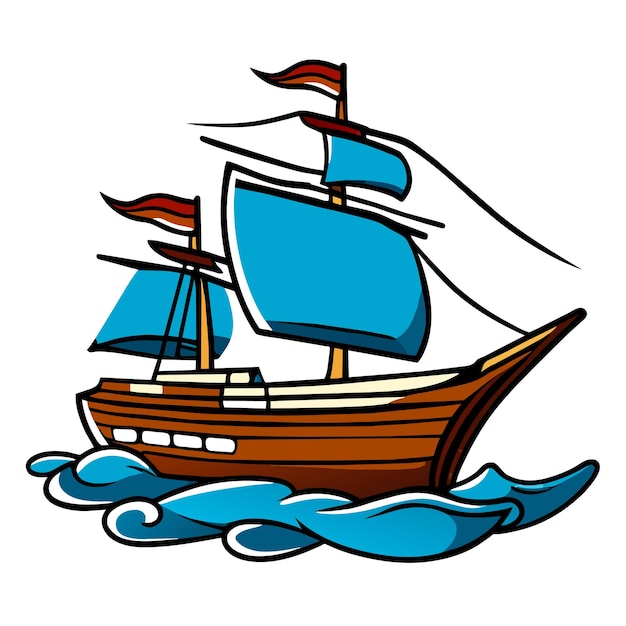 Premium Vector | Wooden boat on the beach