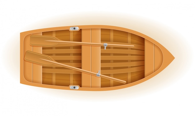 Деревянная лодка вид сверху векторная иллюстрация